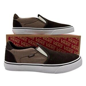 Vans Asher Deluxe Shoes Men's 9.5 Cozy Knit Coffee Skater Slip On Sneakers New